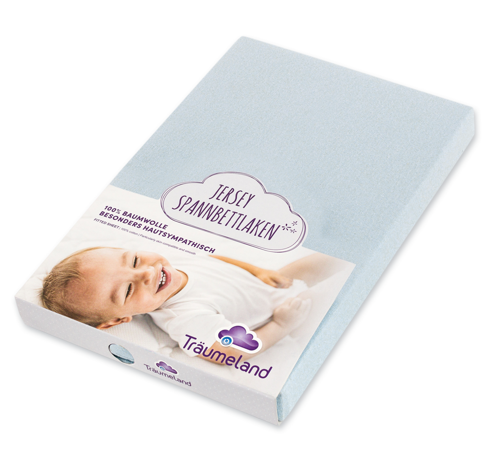 Fitted sheet jersey light blue (various sizes)