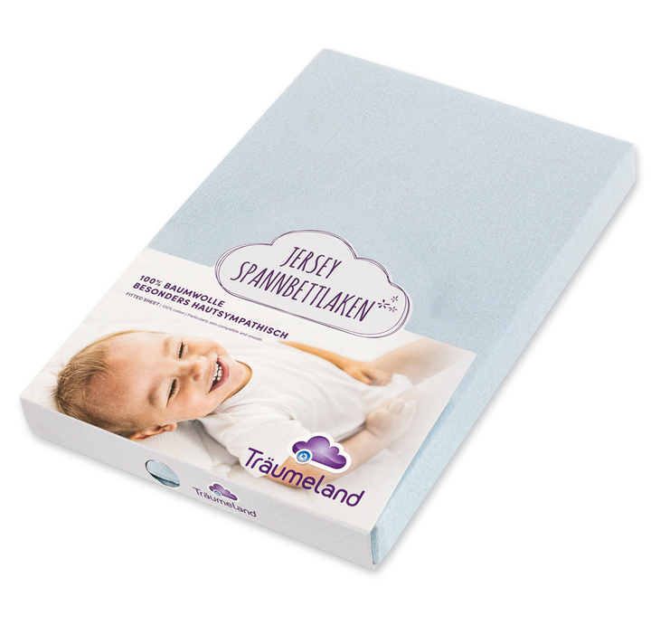 Fitted sheet jersey light blue (various sizes)