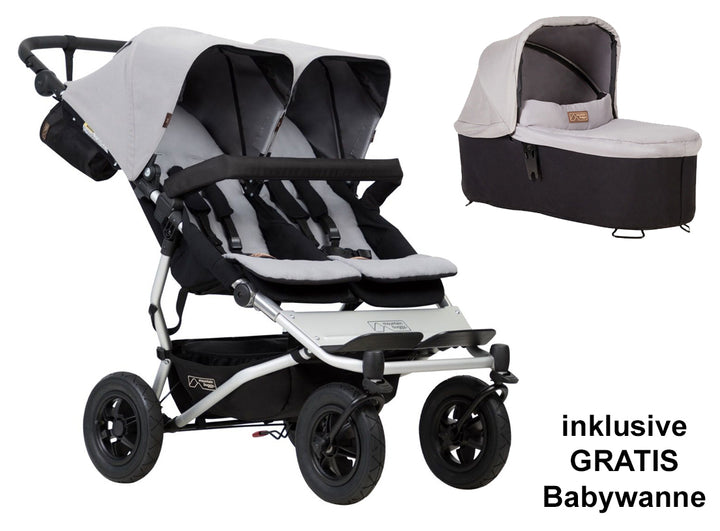 Mountain Buggy Duet inklusive Babywanne (silver)